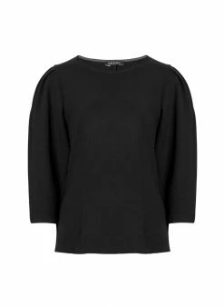 Baukjen Rowena Viscose Puff Sleeve Top | Caviar Black Clothing