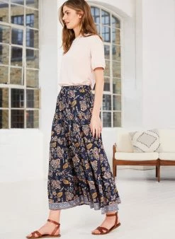 Baukjen Shalini Jacobean Floral LENZING™ ECOVERO™ Maxi Skirt | Indigo