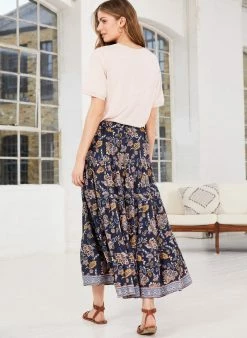 Baukjen Shalini Jacobean Floral LENZING™ ECOVERO™ Maxi Skirt | Indigo