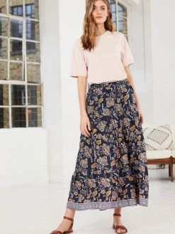 Baukjen Shalini Jacobean Floral LENZING™ ECOVERO™ Maxi Skirt | Indigo