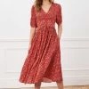 Baukjen Suzy V-Neck LENZING™ ECOVERO™ Floral Midi Dress | Tangerine Folk Clothing