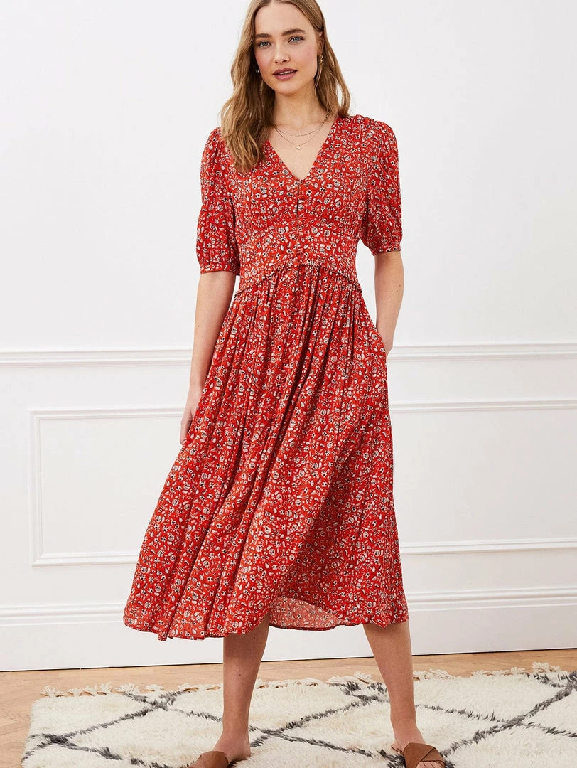 Baukjen Suzy V-Neck LENZING™ ECOVERO™ Floral Midi Dress | Tangerine Folk Clothing 3 Baukjen Suzy V-Neck LENZING™ ECOVERO™ Floral Midi Dress | Tangerine Folk Clothing