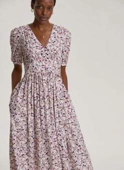 Baukjen Suzy Pebble Print LENZING™ ECOVERO™ Midi Dress | Powder Pink