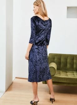 Baukjen Verity Polyester Velvet Jersey Midi Dress | French Navy 8 Baukjen Verity Polyester Velvet Jersey Midi Dress | French Navy