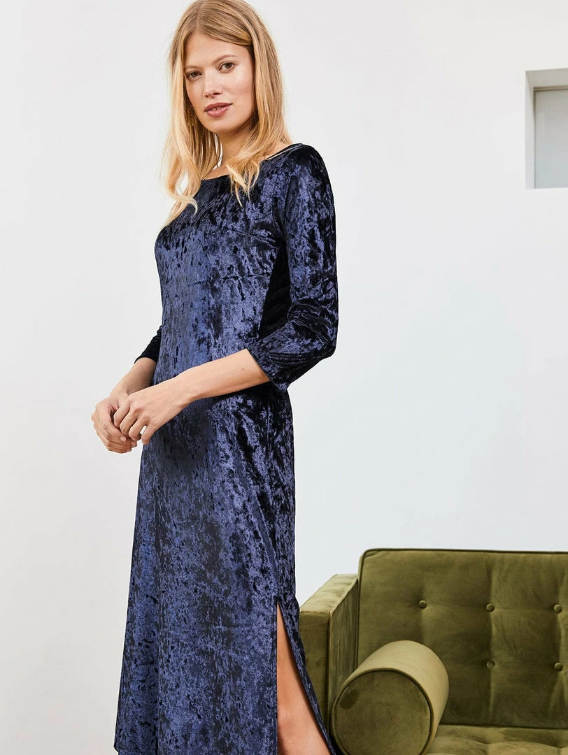 Baukjen Verity Polyester Velvet Jersey Midi Dress | French Navy 3 Baukjen Verity Polyester Velvet Jersey Midi Dress | French Navy