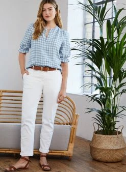 Baukjen Xanthe Gingham Linen Blouse | Blue & White