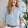 Baukjen Xanthe Gingham Linen Blouse | Blue & White