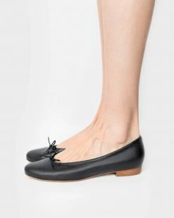 Bohema Audrey Grape Leather Vegan Ballerina Pumps | Black Shoes