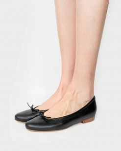 Bohema Audrey Grape Leather Vegan Ballerina Pumps | Black Shoes