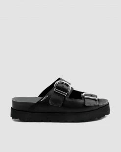 Bohema Desserto® Cactus Leather Vegan Buckle Slides | Black