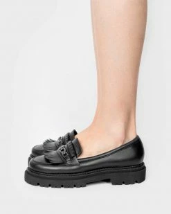 Bohema Shoes Chunky Grape Leather Vegan Loafers | Black