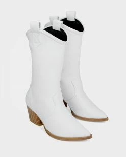 Bohema Desserto® Vegan Leather Heeled Cowboy Boots | White Nopal