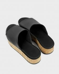 Bohema Geigi Grape Leather Cork Platform Vegan Sandals | Black Shoes