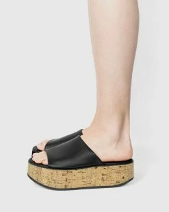 Bohema Geigi Grape Leather Cork Platform Vegan Sandals | Black Shoes