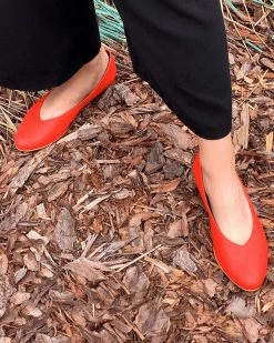 Bohema Women's Vegan & Sustainable Officewear Pinatex® Vegan Leather Ballerina Pumps | Paprika Pina
