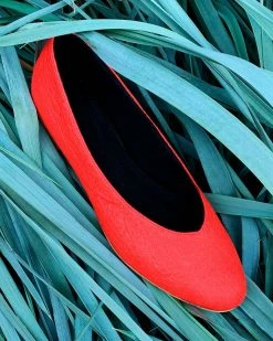 Bohema Women's Vegan & Sustainable Officewear Pinatex® Vegan Leather Ballerina Pumps | Paprika Pina