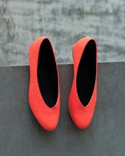 Bohema Women's Vegan & Sustainable Officewear Pinatex® Vegan Leather Ballerina Pumps | Paprika Pina