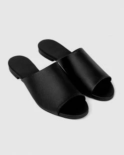 Bohema Ritzy Grape Leather Vegan Slides | Black Shoes