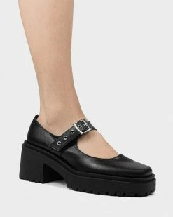 Bohema Shoes Grape Leather Vegan Squared Pumps | Black