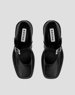 Bohema Shoes Grape Leather Vegan Squared Pumps | Black