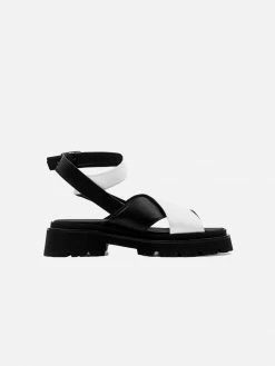 Bohema Shoes Medley Cross Strap Desserto® Cactus Leather Sandals | Black & White