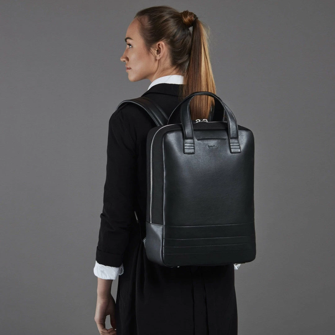 BOITA Bags Vegan Leather Backpack/Briefcase | Black 14 BOITA Bags Vegan Leather Backpack/Briefcase | Black