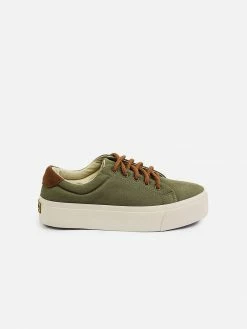 Perky Shoes Perky Eco Recycled PET Vegan Trainers | Olive Green