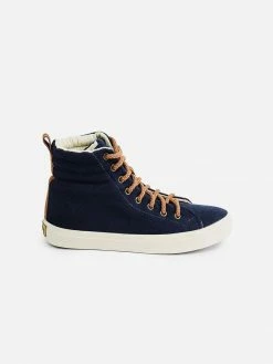 Perky Shoes Perky Classic Eco Recycled PET Vegan High Top Trainers | Navy Blue