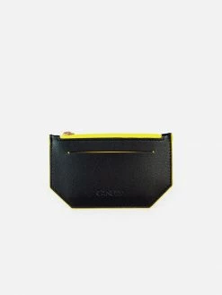 Canussa Accessories Minimal Vegan Leather Card Holder | Black & Yellow