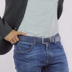 Canussa Accessories Reversible Vegan Leather Belt | Blue & Camel