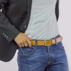 Canussa Accessories Reversible Vegan Leather Belt | Blue & Camel