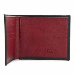 Canussa Accessories Slim Bifold Vegan Leather Wallet | Black & Red