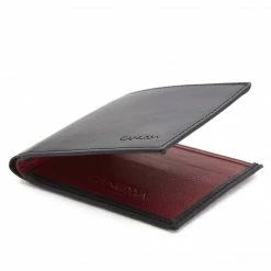 Canussa Accessories Slim Bifold Vegan Leather Wallet | Black & Red