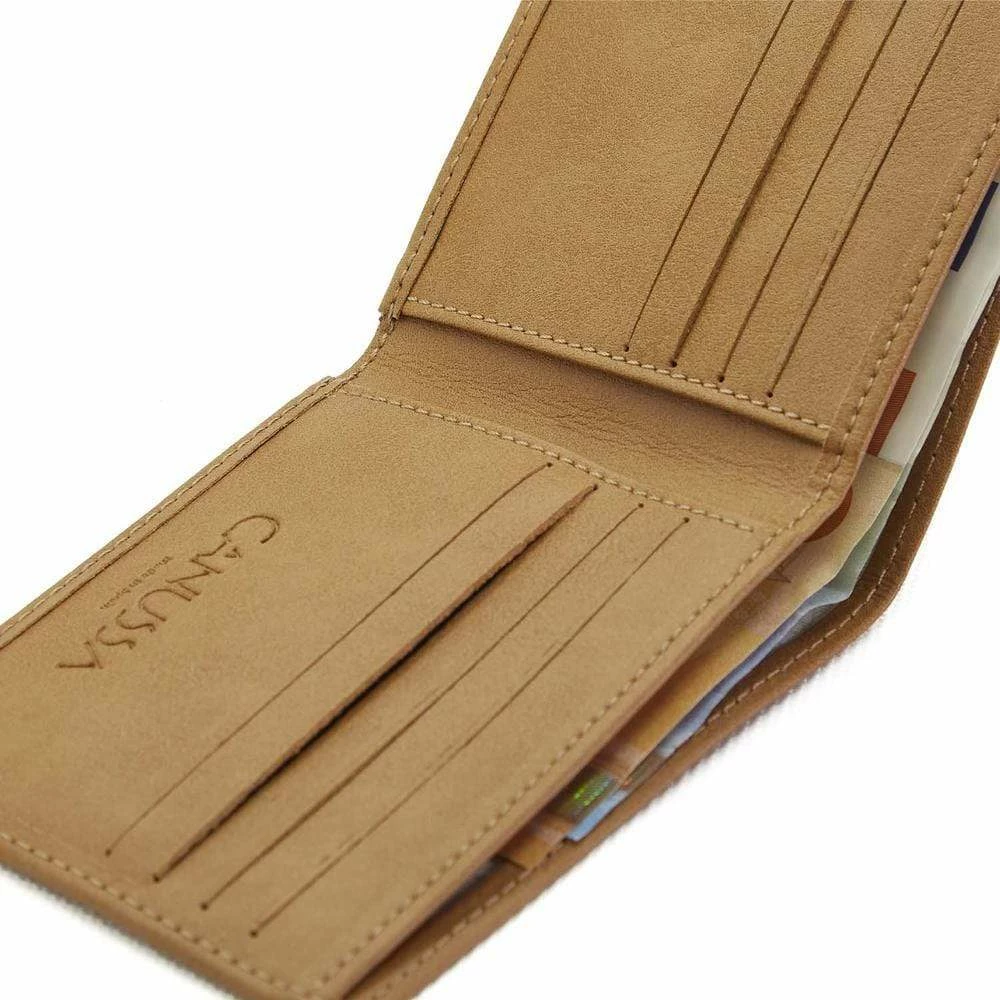Canussa Accessories Slim Bifold Vegan Leather Wallet | Camel 12 Canussa Accessories Slim Bifold Vegan Leather Wallet | Camel