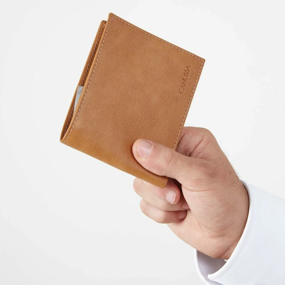 Canussa Accessories Slim Bifold Vegan Leather Wallet | Camel 5 Canussa Accessories Slim Bifold Vegan Leather Wallet | Camel