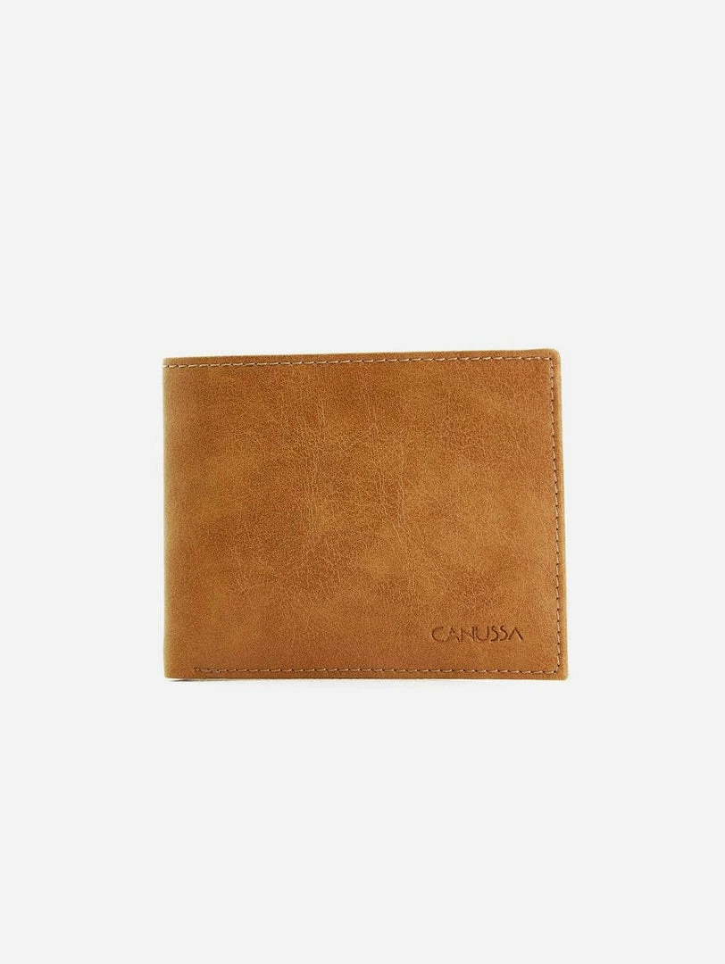 Canussa Accessories Slim Bifold Vegan Leather Wallet | Camel 3 Canussa Accessories Slim Bifold Vegan Leather Wallet | Camel