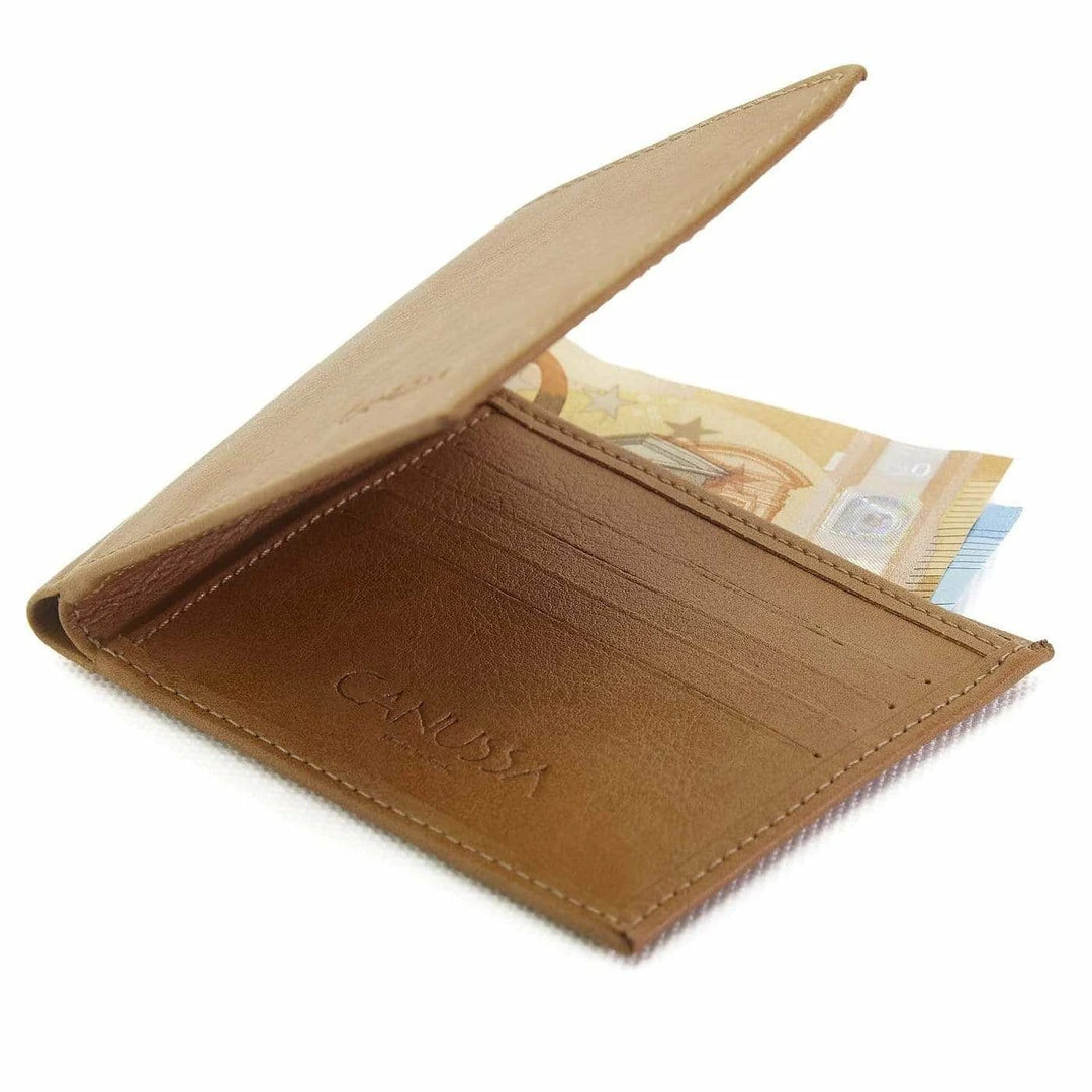 Canussa Accessories Slim Bifold Vegan Leather Wallet | Camel 13 Canussa Accessories Slim Bifold Vegan Leather Wallet | Camel