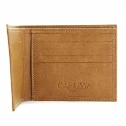 Canussa Accessories Slim Bifold Vegan Leather Wallet | Camel 24 Canussa Accessories Slim Bifold Vegan Leather Wallet | Camel