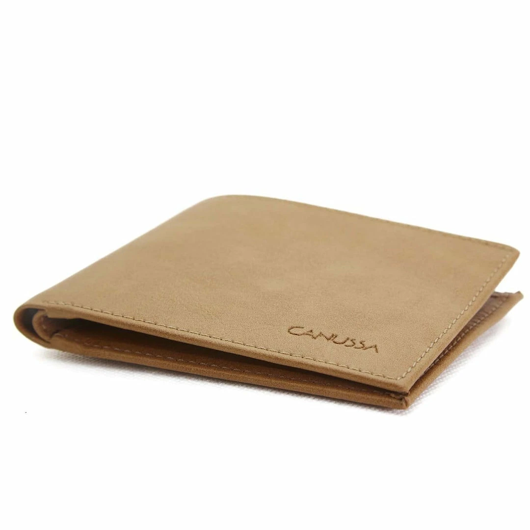 Canussa Accessories Slim Bifold Vegan Leather Wallet | Camel 7 Canussa Accessories Slim Bifold Vegan Leather Wallet | Camel