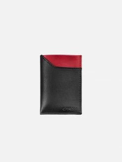 Canussa Slim Vegan Leather Cardholder | Black & Red Accessories