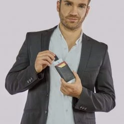 Canussa Slim Vegan Leather Cardholder | Black & Red Accessories