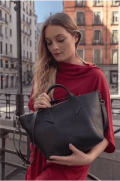 Canussa Trotto Vegan Leather Tote Bag | Black/Grey