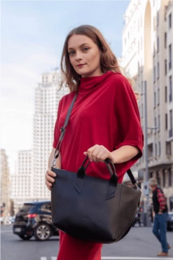 Canussa Trotto Vegan Leather Tote Bag | Black/Grey