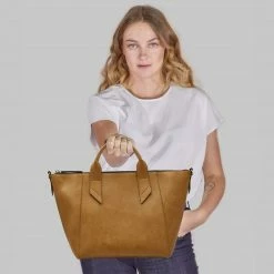 Canussa Trotto Vegan Leather Tote Bag | Camel Bags