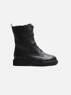 Collection And Co Ari Up-Cycled Vegan Leather Biker Combat Boot | Black Shoes