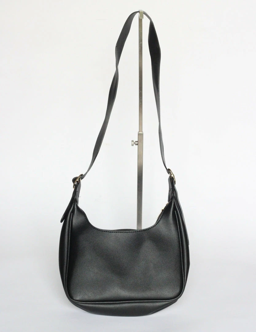 Collection And Co Aria Up-cycled Faux Leather Shoulder Bag | Black 4 Collection And Co Aria Up-cycled Faux Leather Shoulder Bag | Black