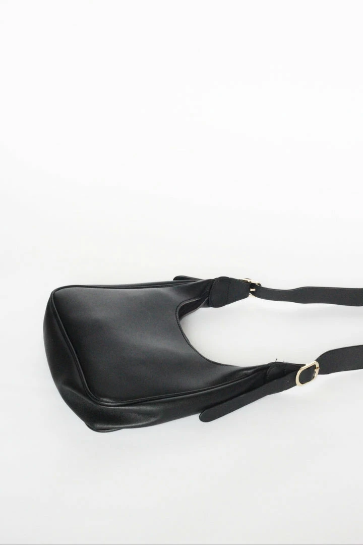 Collection And Co Aria Up-cycled Faux Leather Shoulder Bag | Black 5 Collection And Co Aria Up-cycled Faux Leather Shoulder Bag | Black