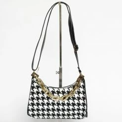 Collection And Co Cassia Houndstooth Mini Shoulder Bag | Black
