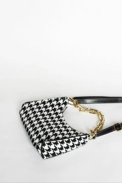 Collection And Co Cassia Houndstooth Mini Shoulder Bag | Black