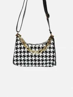 Collection And Co Cassia Houndstooth Mini Shoulder Bag | Black